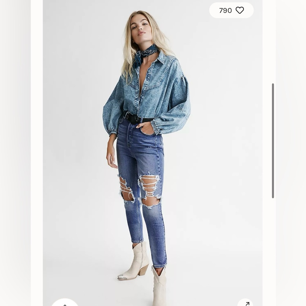 Free People Phoenix light blue ripped jeans sz 28 Baykanlar
